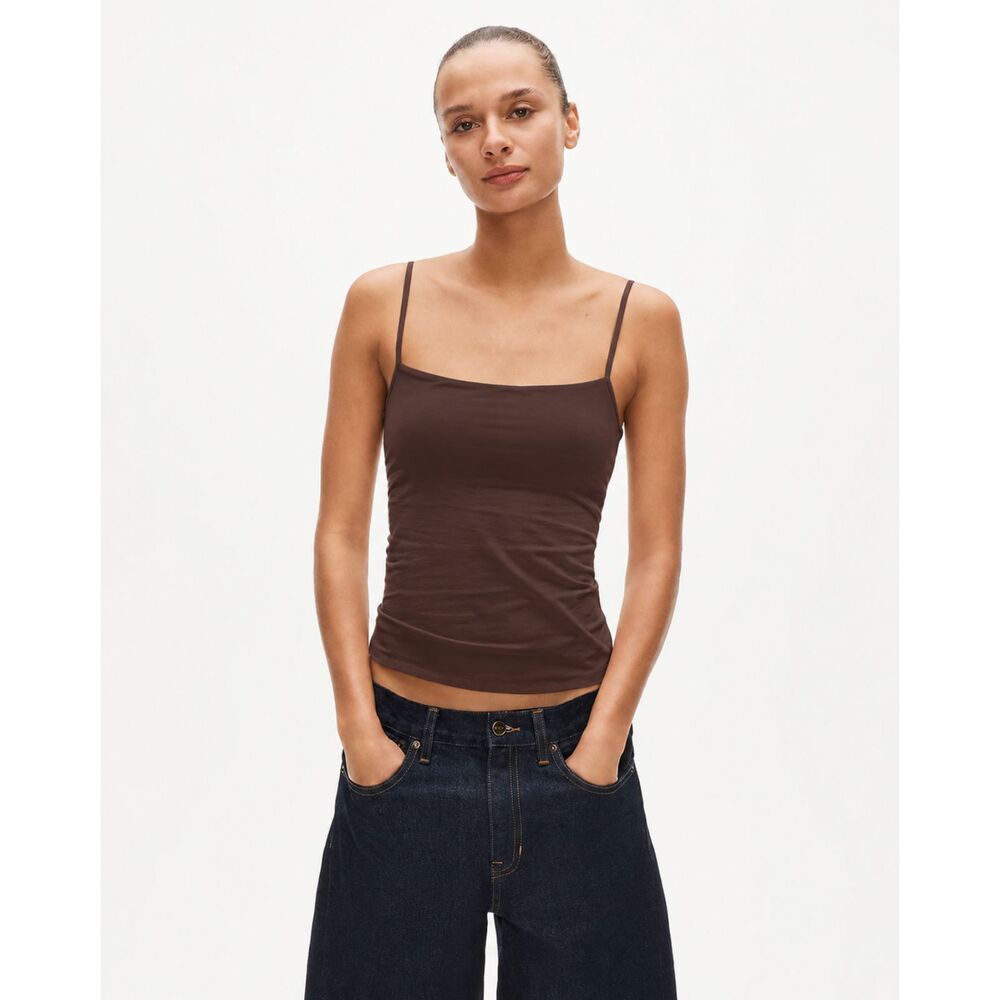 J.CREW Stretch Cotton Shelf-Bra Tank Top XXS Smoked Walnut Lightweight NWT B68